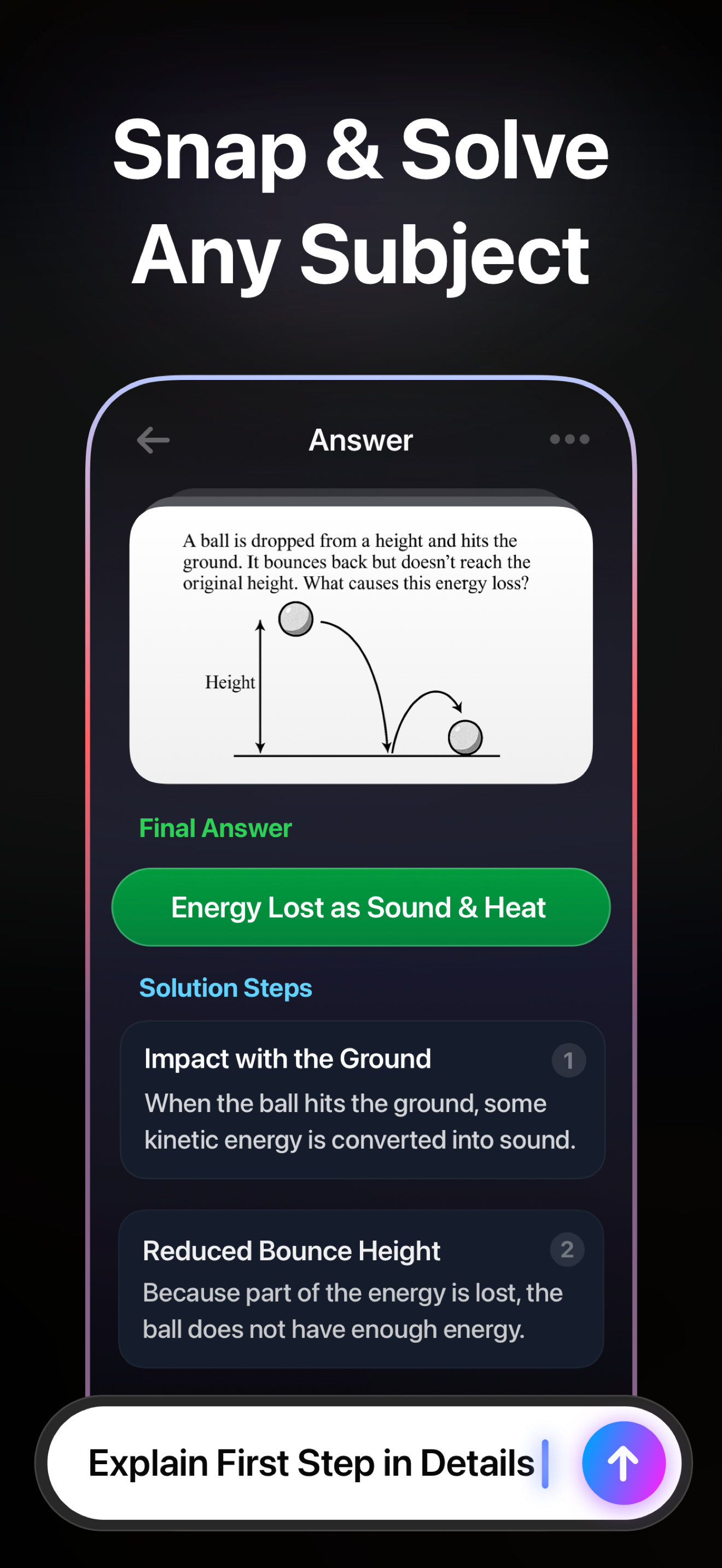 AI Solver step-by-step explanation for a science problem